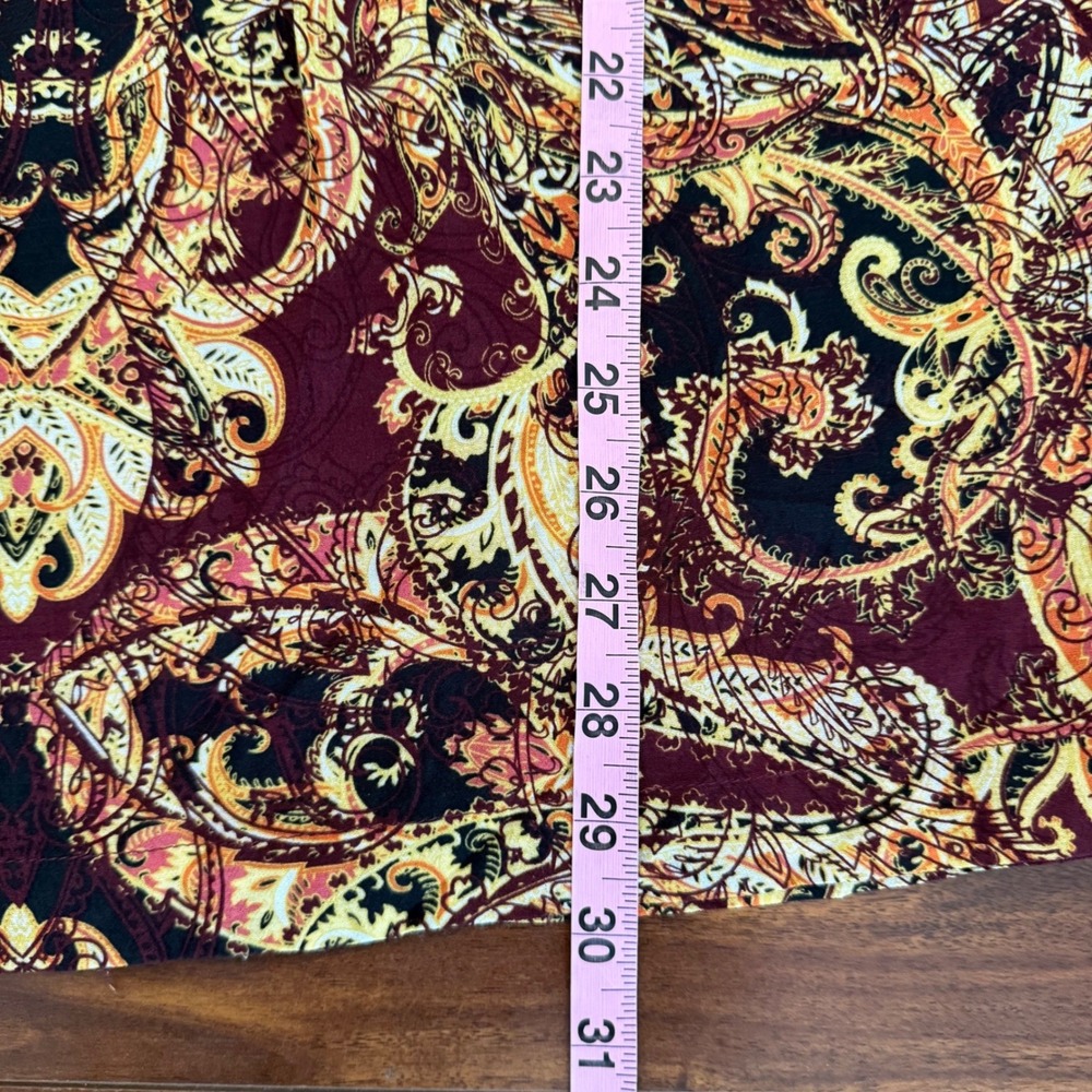 J. Jill Womens Small Petite Paisley Empire Waist Tunic Top Burgundy Gold‎ Rayon - Picture 11 of 11
